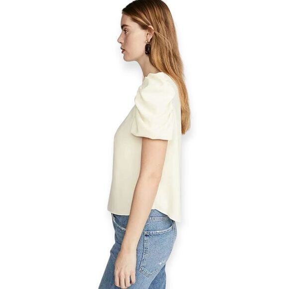 Amanda Uprichard Merris Top Ivory White Puff Sleeve Revolve Large - Picture 5 of 13